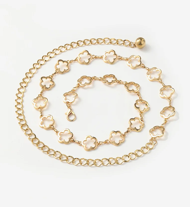 Популярное качественное золотого и серебряного цвета с цветочным принтом в форме сердца полые женские боди с цветочным принтом металлической цепью пояс для нижнего белья