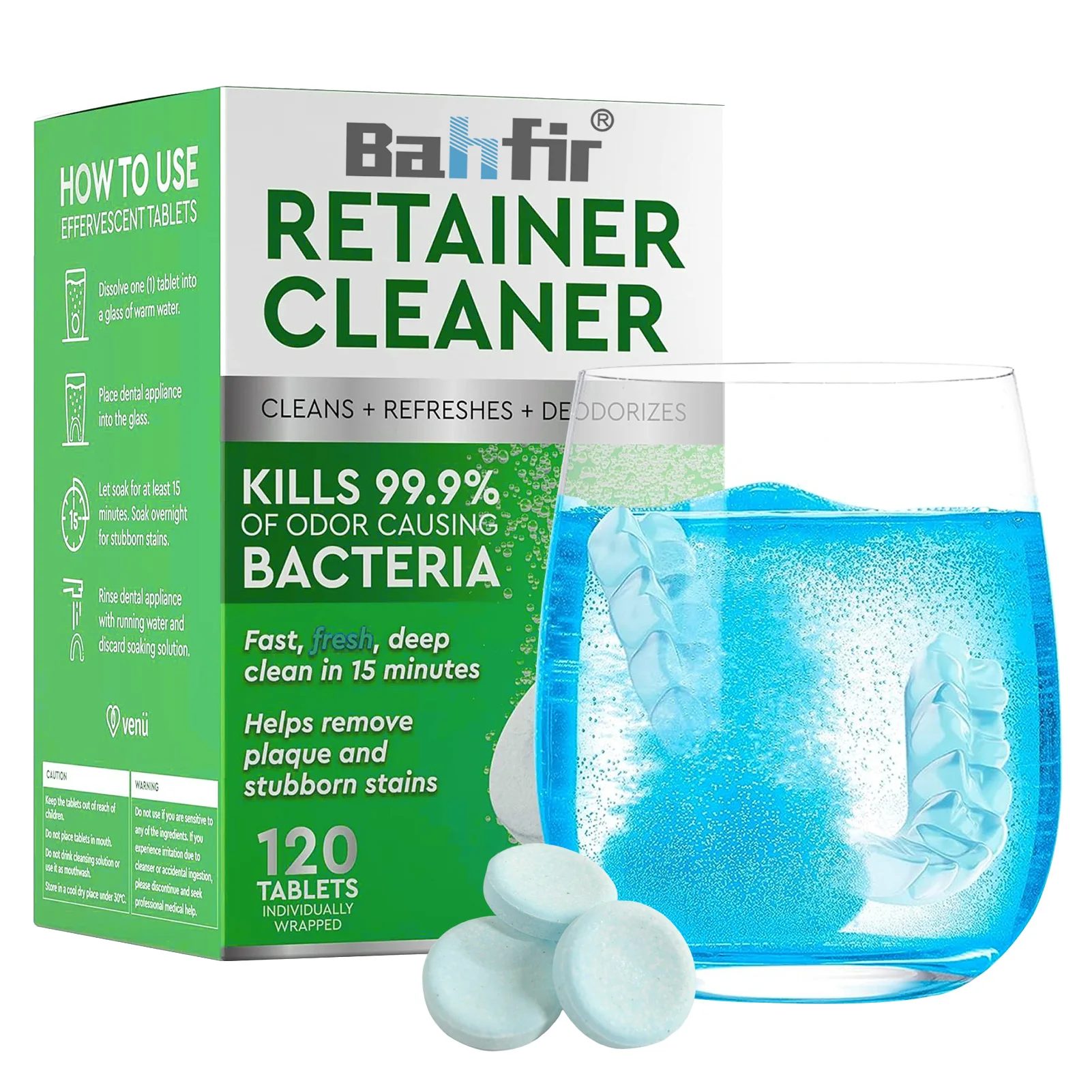 Retainer & Denture Cleaner Tablets- Retainer Cleaner Tablet for Retainers, Dentures, Night & Mouth Guard