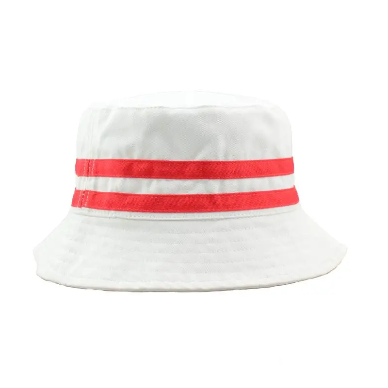 Wholesale Plain Two Tone Fisherman Hat Customized Red Stripe Beach Bucket Hat Free Sample Summer Women Outdoor Bucket Hat