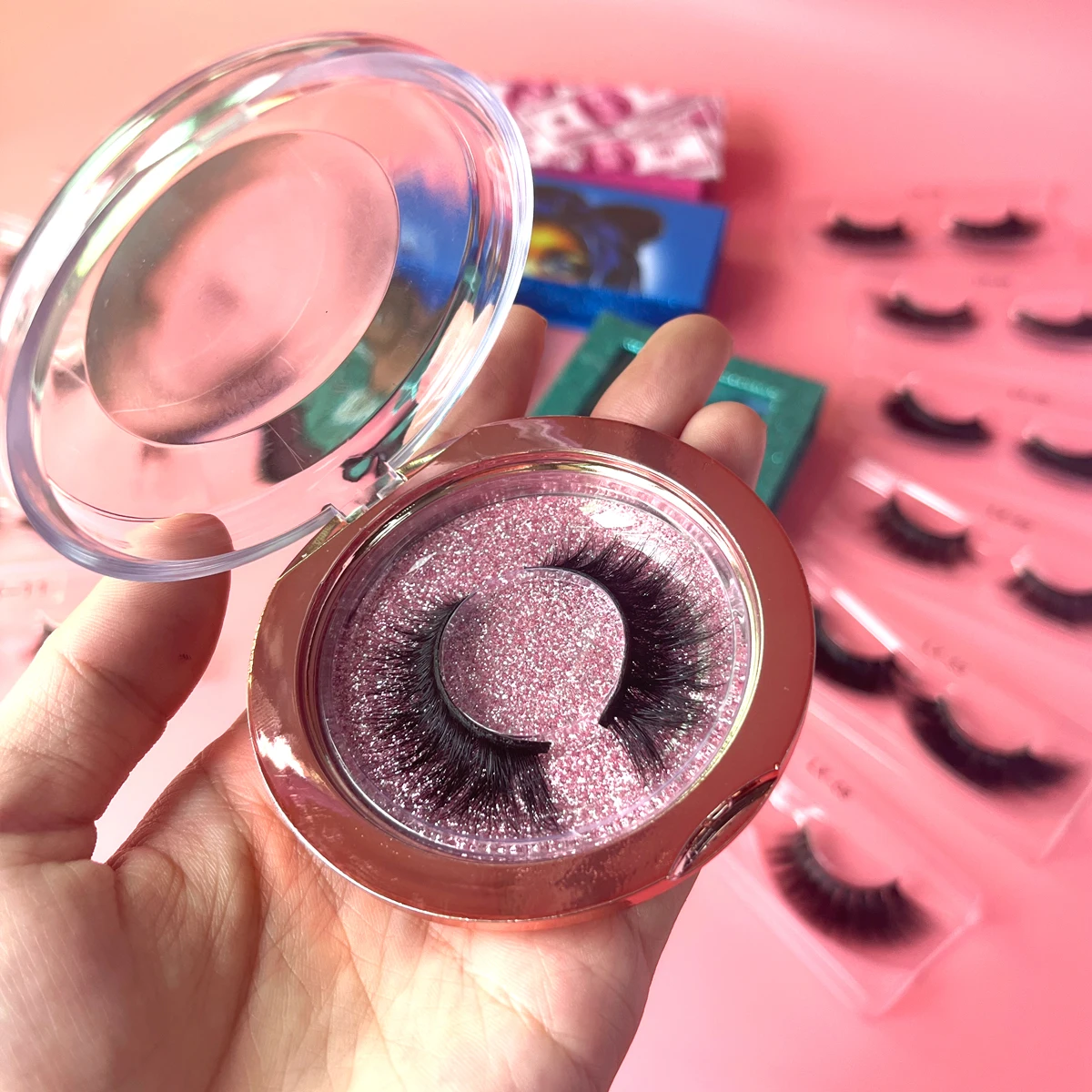 Low moq eyelash extensions faux mink eyelash natural strips mink lashes