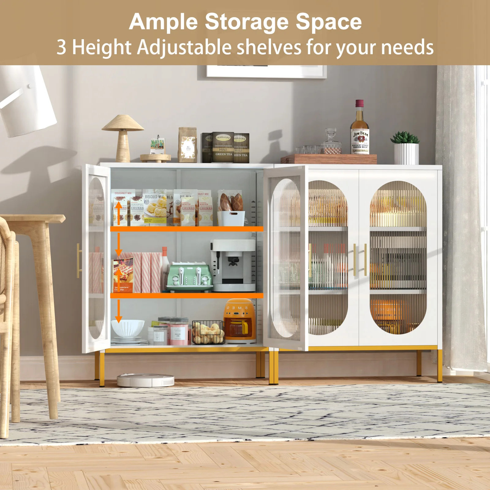 Manufacturers hot selling living room dining room metal storage cabinet dining cabinet with adjustable shelves