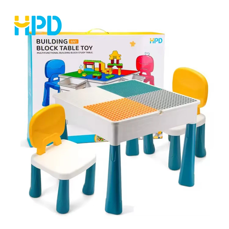 Educational Montessori Kids Diy Playing Brick Big Block Building Tables With Chairs