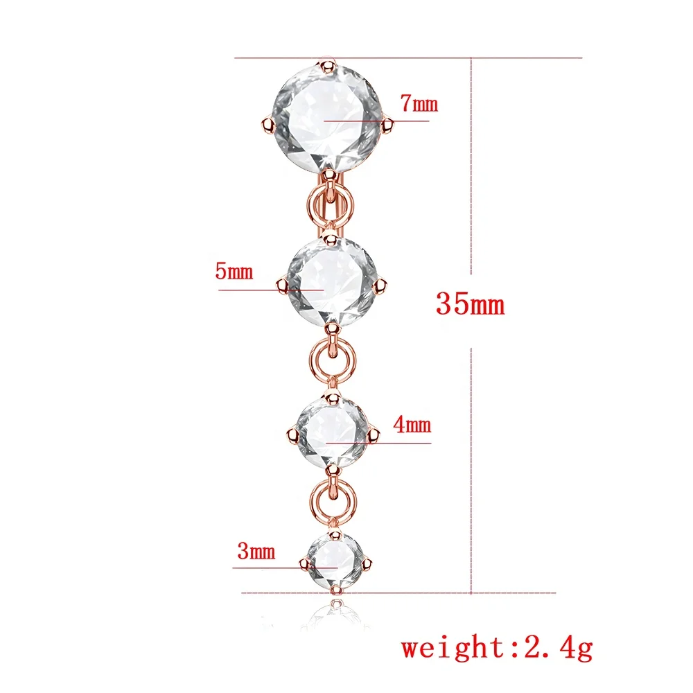 Stainless Steel Curved Barbell Zircon Navel Rings Upturned Dangling Belly Piercing Belly Button Ring