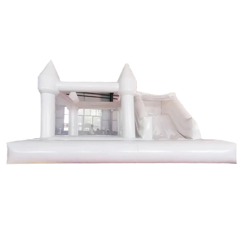 White  Bounce House with Slide Indoor Outdoor Inflatable Castle Trampoline