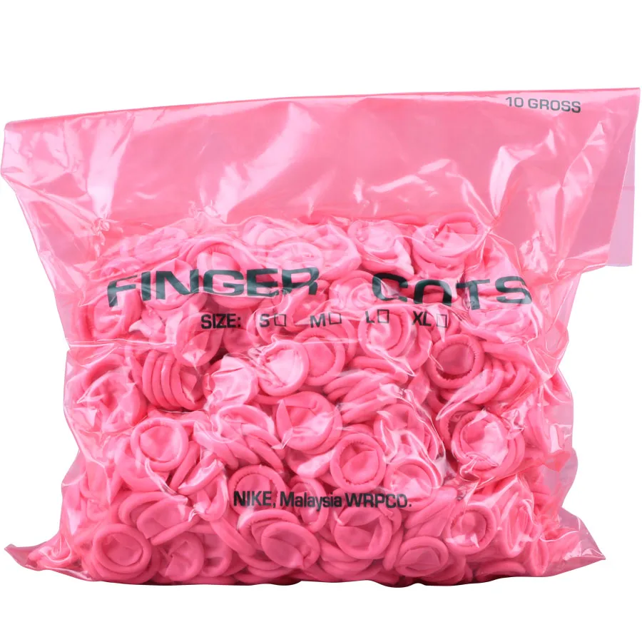Factory Sale Disposable Cleanroom Anti-static Finger Stall Pink Color Finger Cots Malaysia Natural Latex