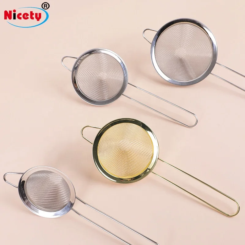  Round gold multi-function fine mesh water strainer stainless steel for loose tea cooking