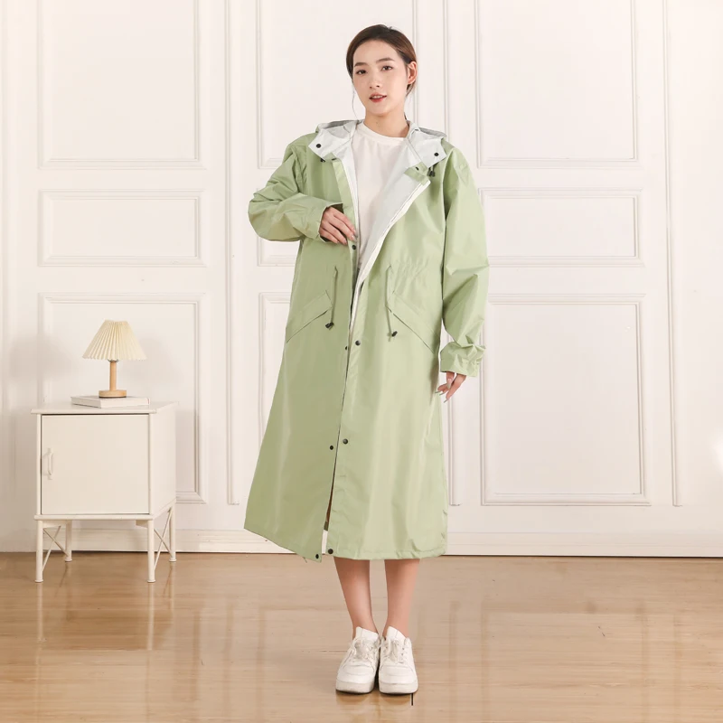 Wholesale Casual and Fashionable Foldable Travel Womens Classic Long Raincoat Rain Coat with Hood