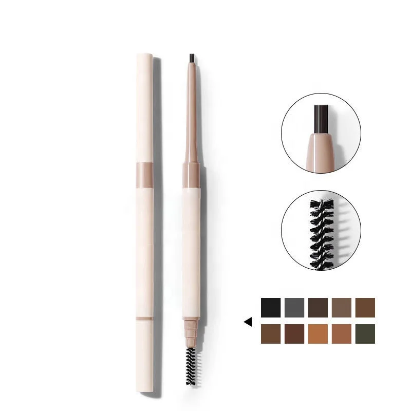 free sample  Oem super fine custom logo best cosmetic automatic slim  double eyebrow pencil