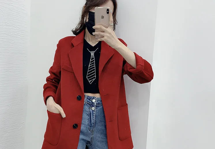 
2020 Winter Cashmere Coat slim Style Young lady Cashmere Jacket 