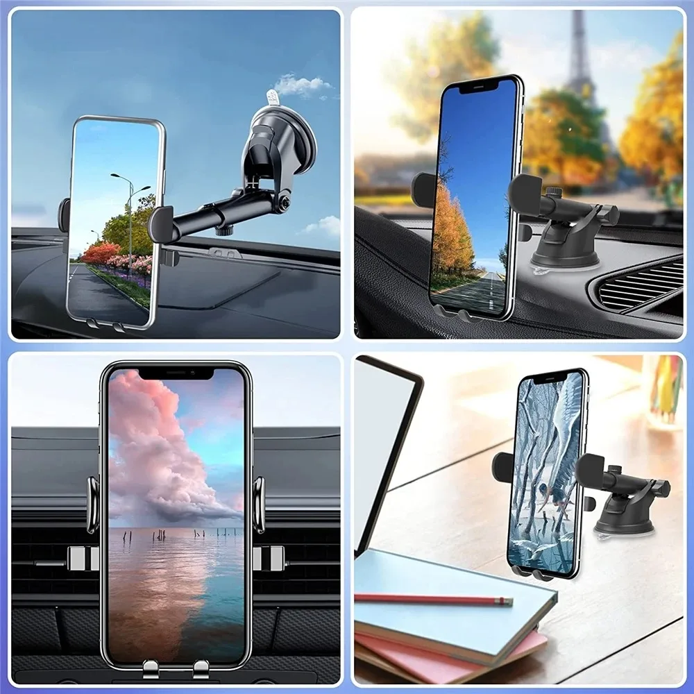 Car Phone Holder Cellphone Mount Mobile Phone Support Portable Car Hands Free Phone Mount for Windshield Car Accessories