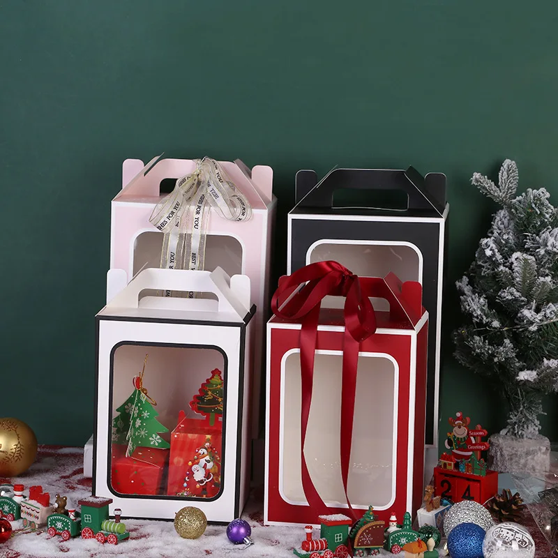 Manufacturers wholesale creative small window paper packaging gift box packaging bags for Christmas