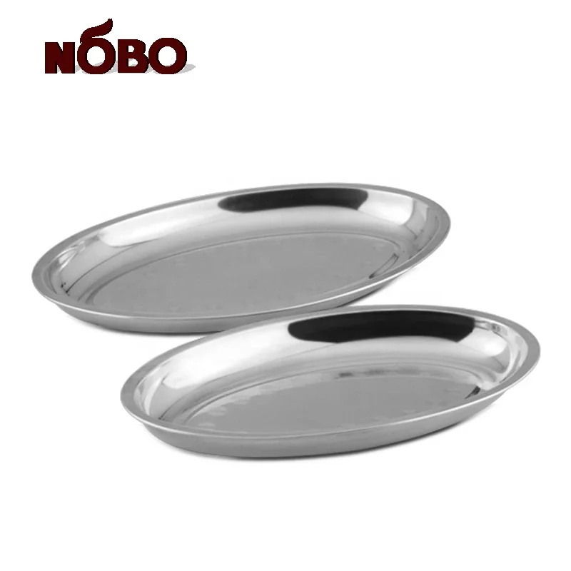 New arrival kitchenware egg shape deep dinner plate stainless steel oval food snacks serving tray