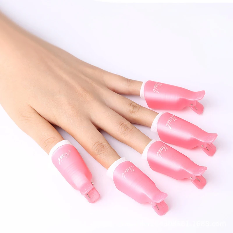 10pcs Plastic Nail Art Soak Off Cap Clip UV Gel Polish Remover Wraps Nail Polish Remover Clips Nail Cleaner Degreaser Art Tools