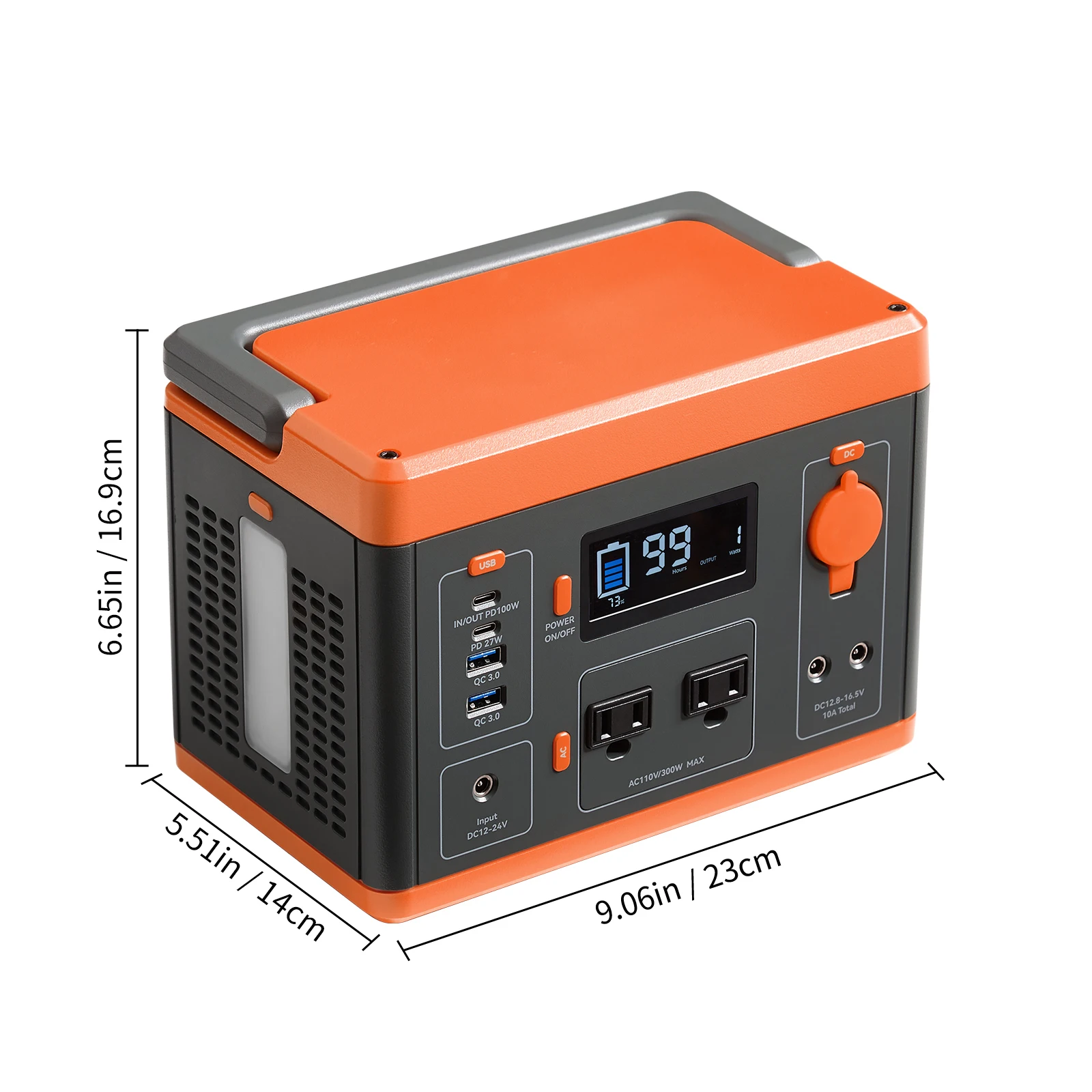 Portable Power Station Solar Generator 296Wh 300W Backup Lithium Battery LCD Screen for Outdoors Camping Travel Emergency