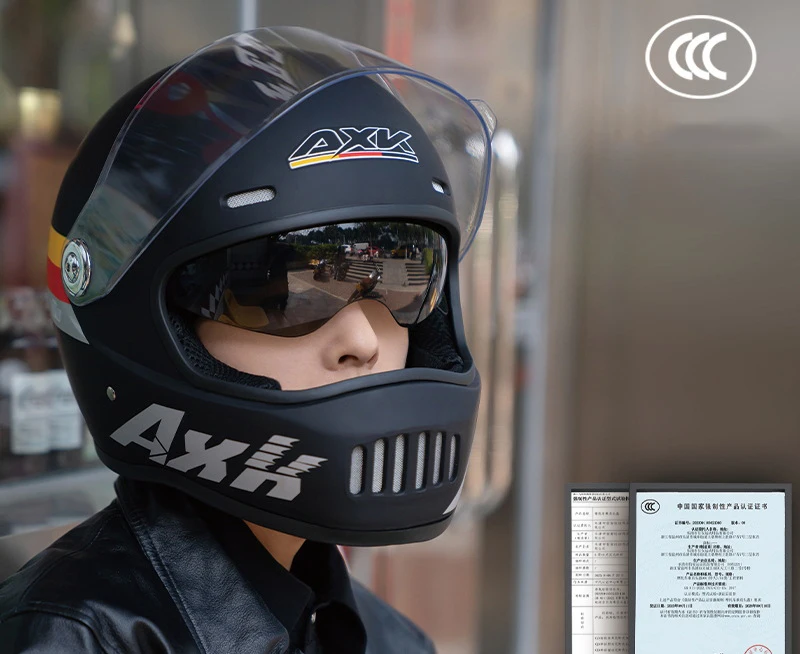 CCC DOT ECE approved Vintage Adult double Visors riding safety motorbike helmet Retro full face motorcycle helmet