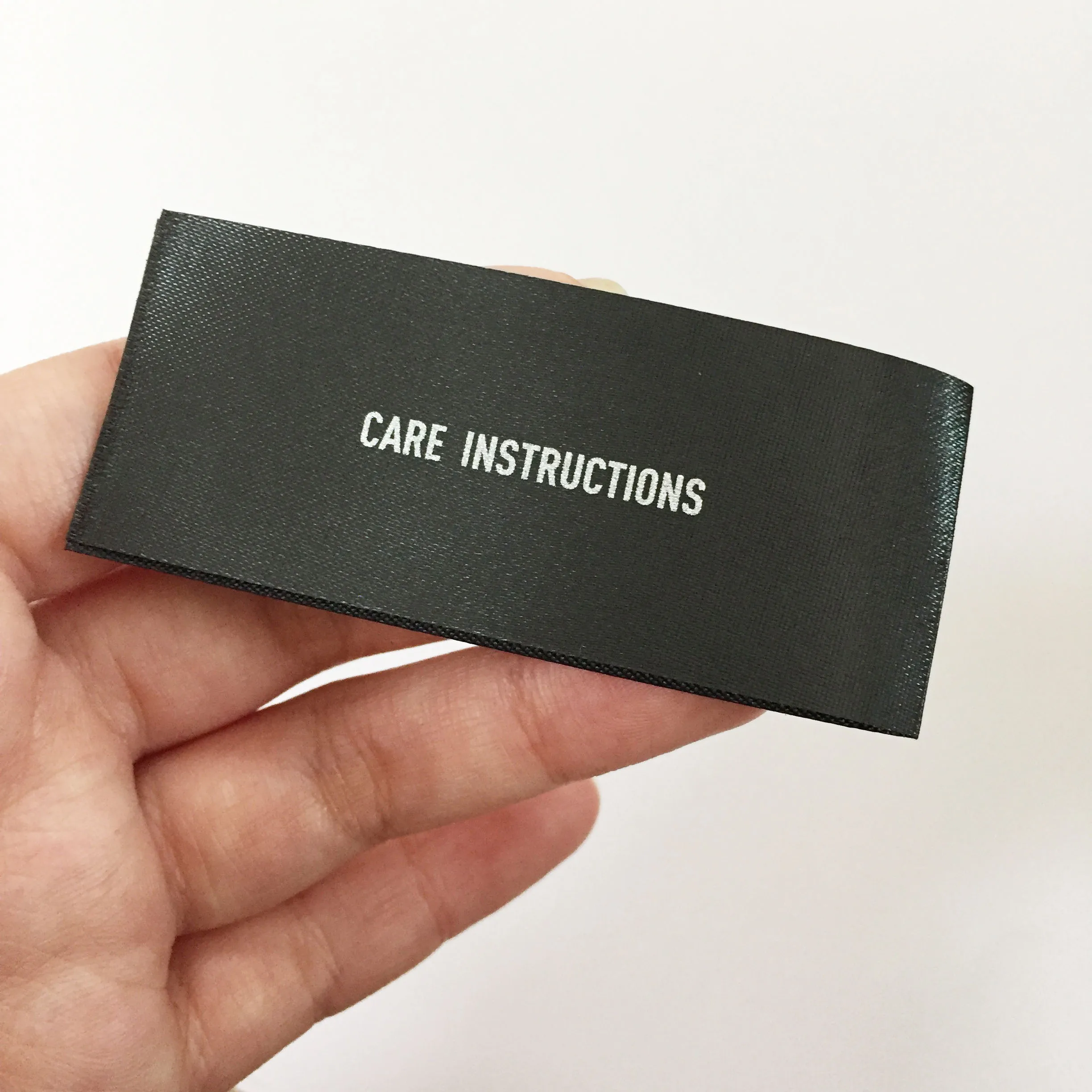 Customized Printed Brand Silver Color Logo Washing Care Polyester Printing Satin Label for Garment