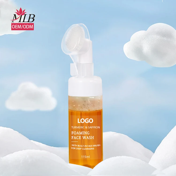 Private Label Custom Organic Face Wash Soothing Brightening Skin Natural Vegan Turmeric Bubble Foaming Facial Cleanser