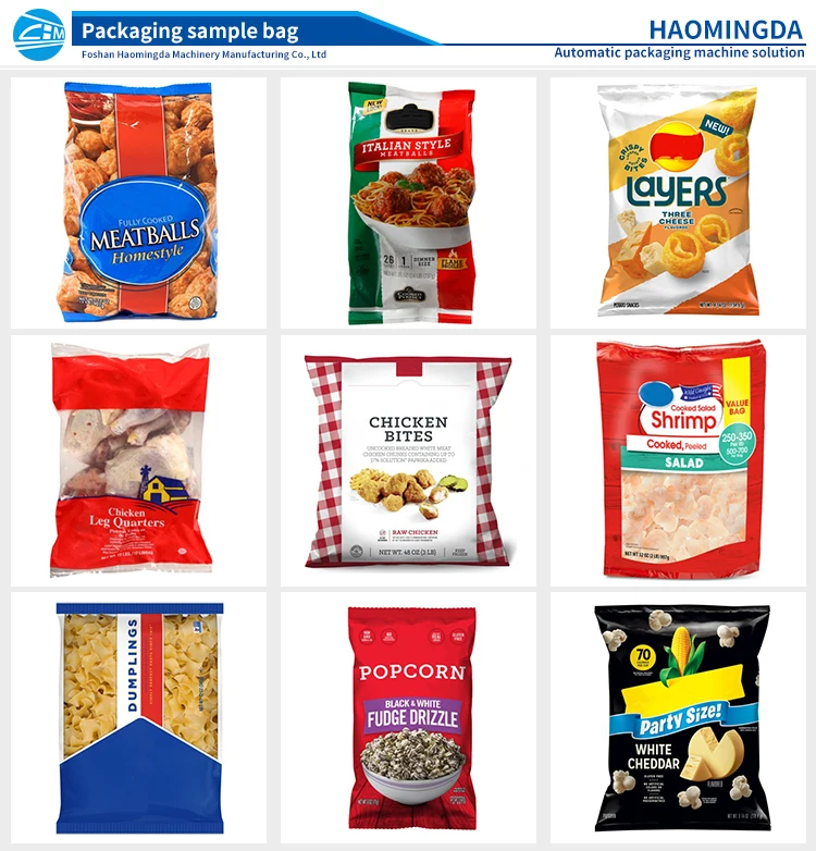 Full automaticmultihead weigher  ice cubes ice particles crushed ice salt crystal sugar potato chips  pasta packing machine