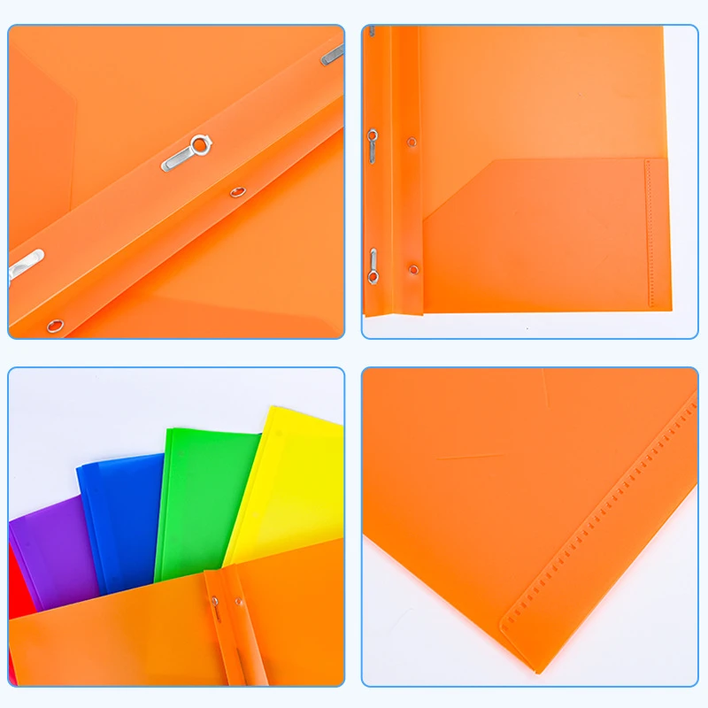 Custom Printed A4 L-Shaped PP Plastic Pocket Folder Single-Page Ring Binder with Book Bag Portfolio Pattern
