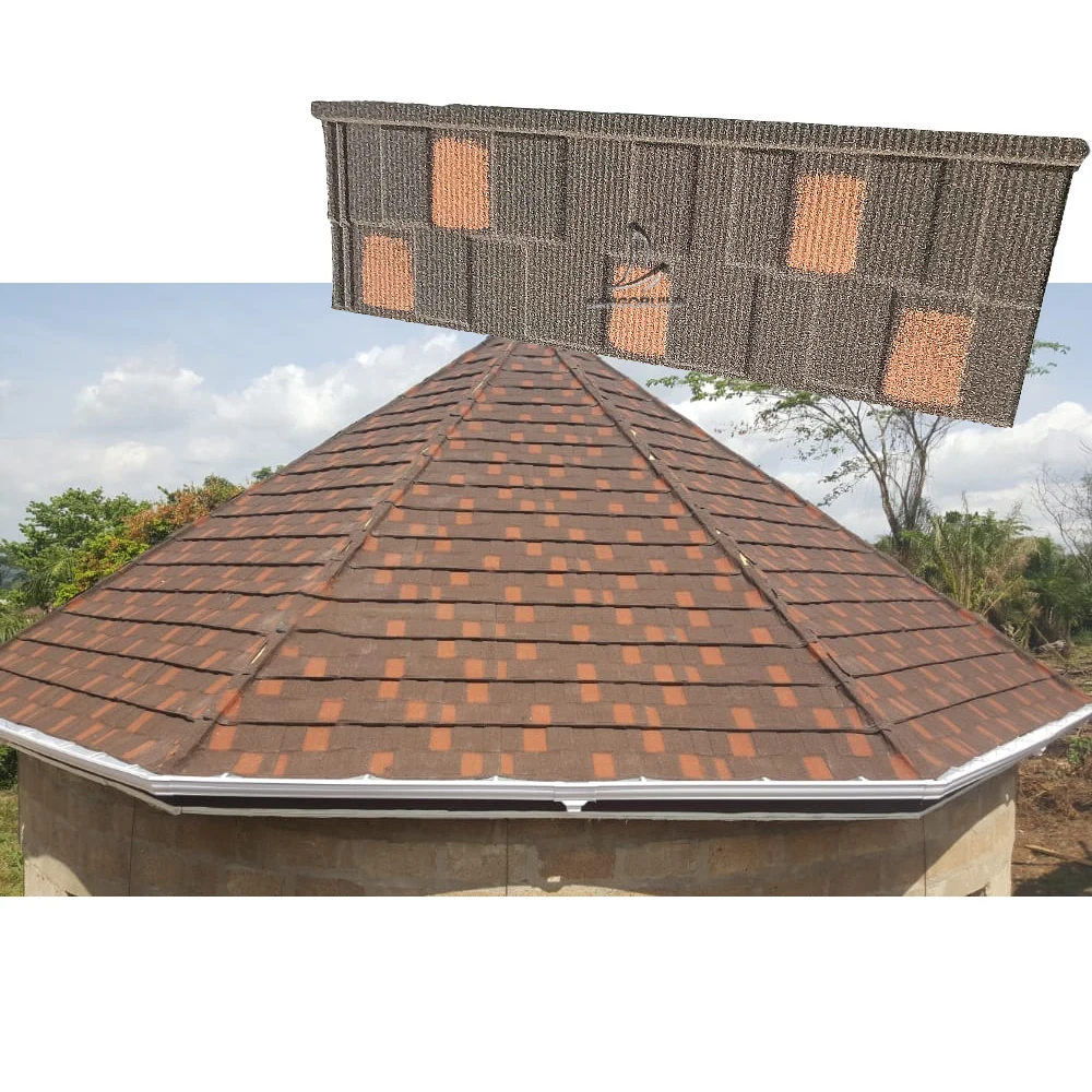 building materials color stone coated Decorative wind resistant  Aluzinc metal roofing shingle  tile for Africa