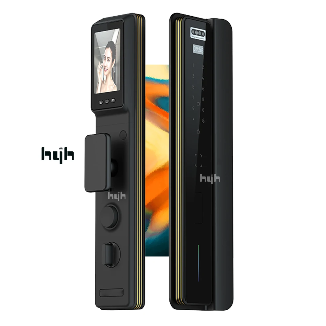 hyh 3D Face Smart Door Lock with Camera Monitor Fingerprint Passcode RFID Card Key Unlock Tuya App Lock