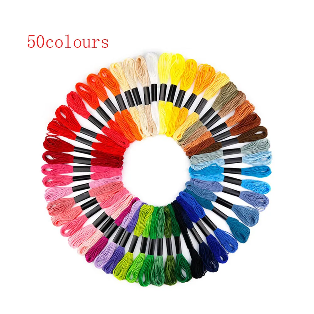 50pcs Not Fixed Colours Polyester  Soft Thread Floss Cotton for Cross Stitch Threads Bracelet Yarn Craft DIY Knitting Tools
