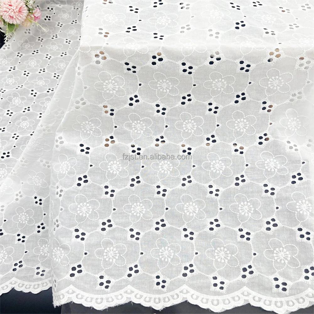 White lace large circle flower double-sided embroidery fabric for curtain