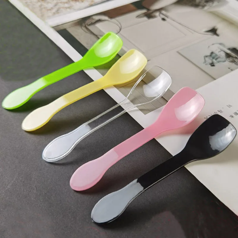 10cm Disposable Ice Cream Spoon Plastic Creative Cake small Pudding Spoons