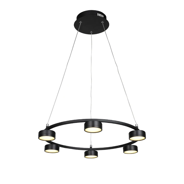 Винтажная Скандинавская черная железная алюминиевая столовая спальня круговая подвесная светодиодная люстра Подвесная лампа