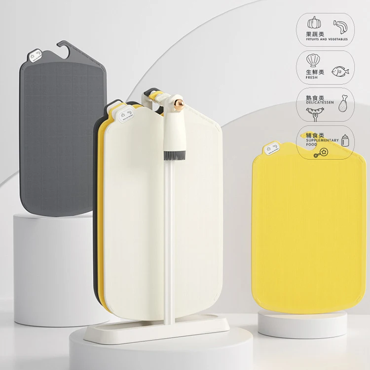 2022 newest design C type  Hook Plastic Chopping Block Personalized Rectangle PP Proof Fruit And Vegetable Cutting Board