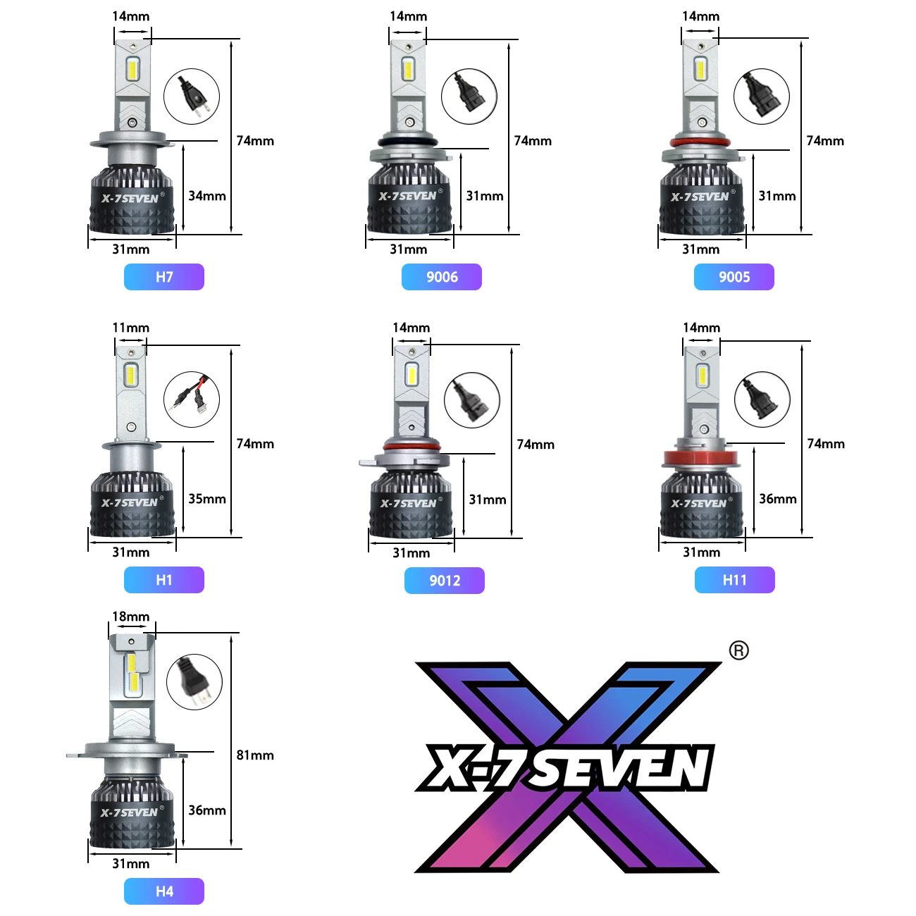 X-7SEVEN 2024 Улучшенная яркость XZEUP 170 Вт 6500K Комплект преобразования Faro Led H7 35000lm 12V для универсальных автомобилей