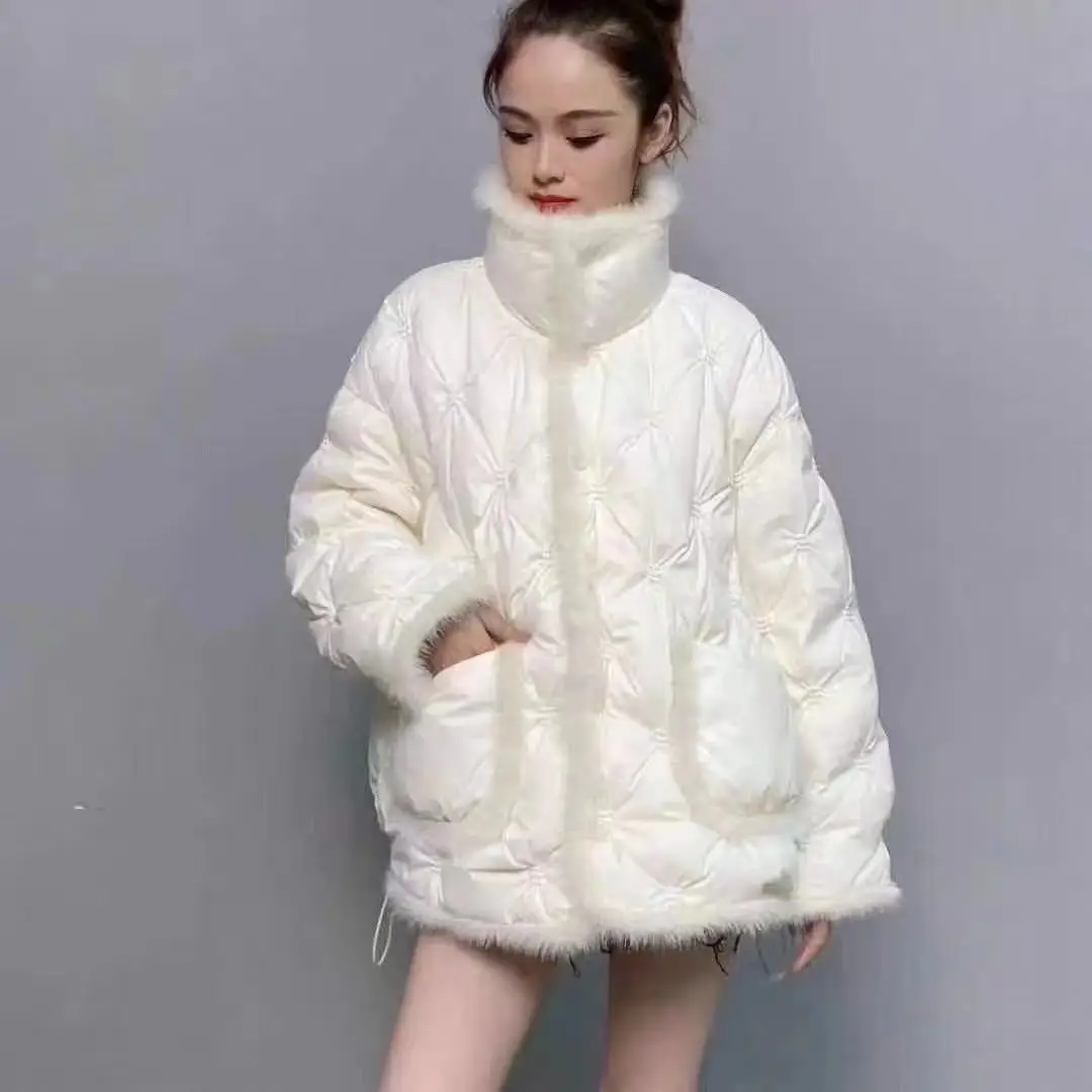 Plus Size Fashion High Quality Street Style down jacket womens with Mink fur Wholesale oversize