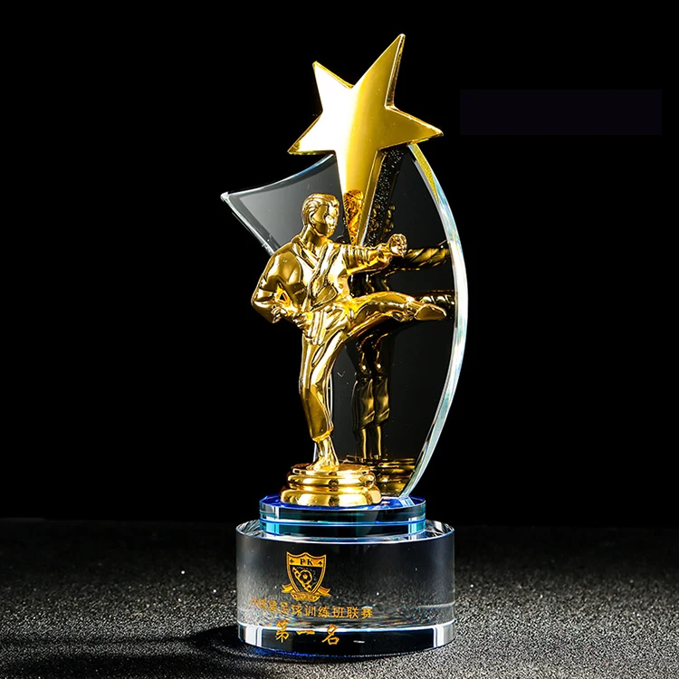 lettering Metal crystal trophy sports competition champion award