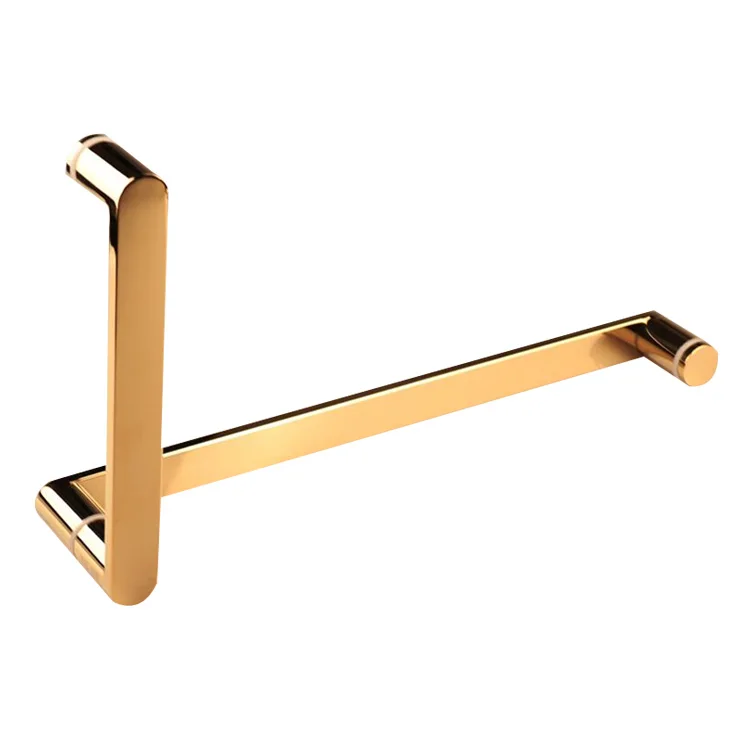 High-quality Room Glass door back to back Towel Bar Pull Knob Production Square Tube Push-pull 304 Stainless Steel Handle Gold