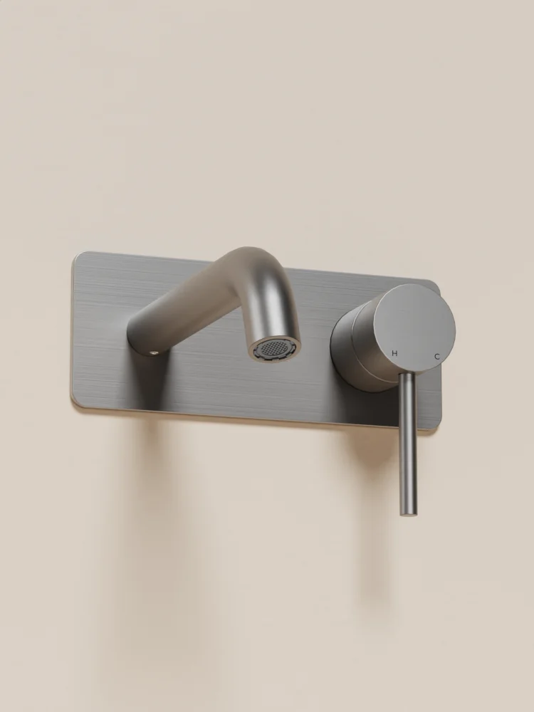 Modern 2-Hole Wall Mounted Bathroom Faucet Hot and Cold Water Mixer for Basin for Apartment Use or Wash Basin Faucet