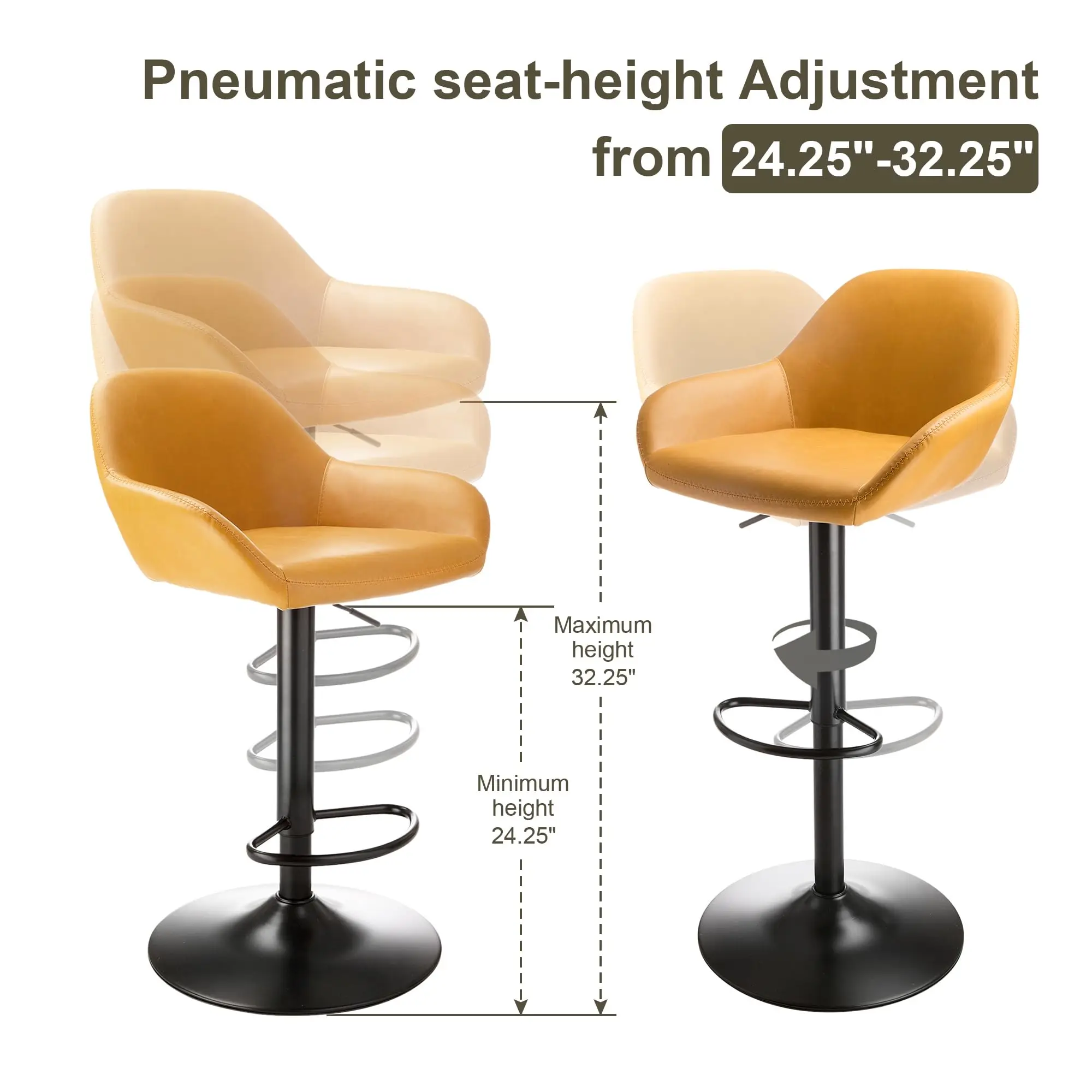 New arrival mustard yellow square replacement bar stool seats adjustable height bar stool chair terrace balcony soft chairs set