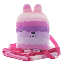 OEM супер мягкий 100% полиэстер фланелевый зимний дорожный плюшевый Детский рюкзак комплект одеял