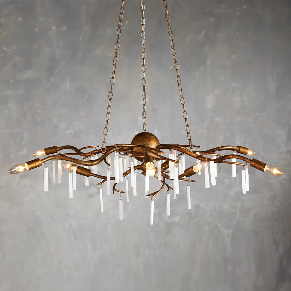 Restaurant lamps light luxury villa dining table art living room copper branch chandelier modern