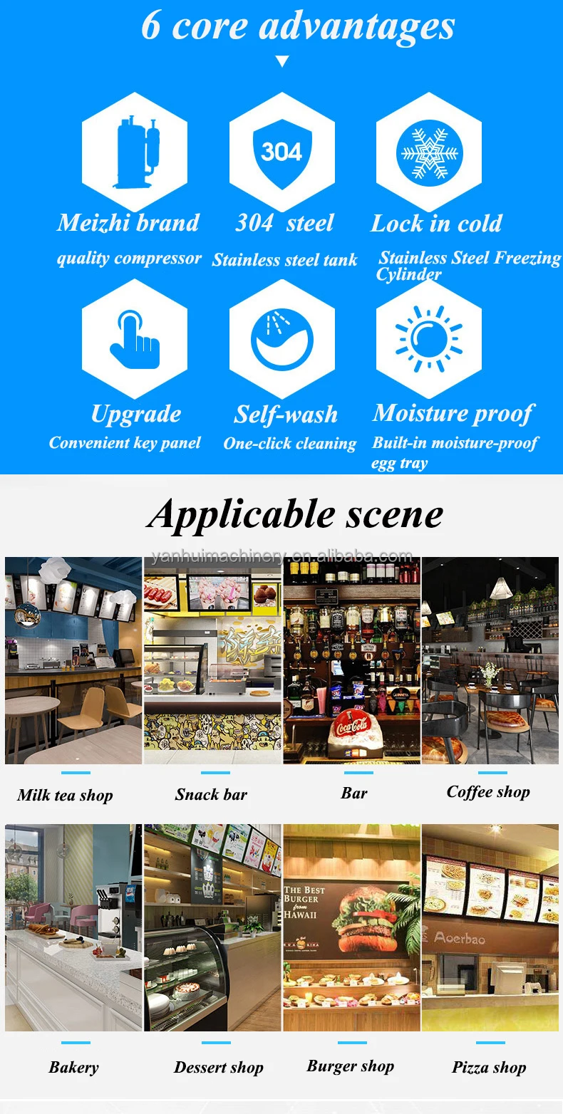 Producer Direct Sales Commercial Stainless Steel Ice Cream Machine 3 Flavors Soft Serve Machine For Ice Cream