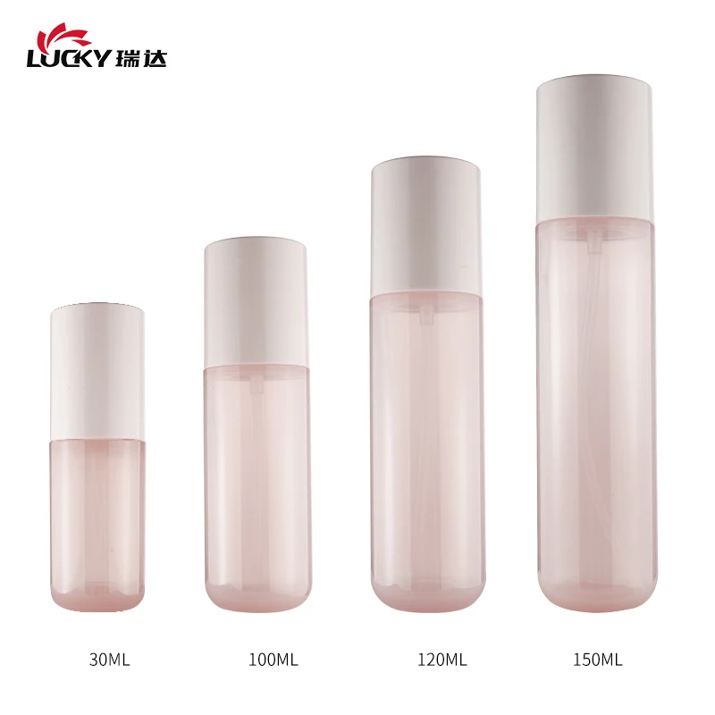newly design 30ml 100ml 120ml 150ml plastic pink lotion bottle for skin cream cosmetics packaging