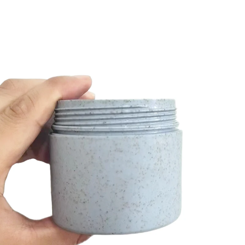 Custom Biodegradable 50ml 100ml 250ml  500ml Cosmetic Container Wheat Straw PET Plastic Cream Jar Body Scrub Container