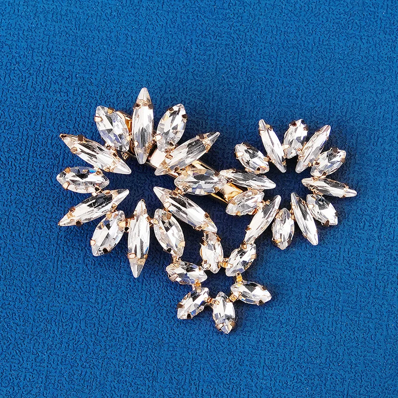 New Design Bridal Hair Accessories Crystal Flower Hair Pins Handmade Wedding Headdress Rhinestone Barrette Hair Clips