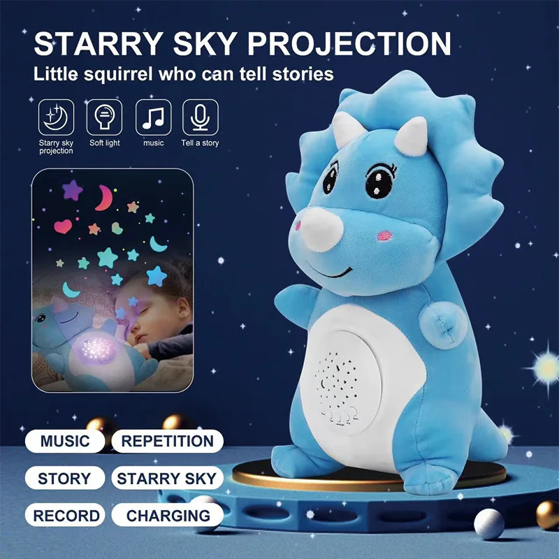2024 Hot Sale Christmas Kids Gift Usb Charging Music Story Recording Stuffed Doll Projection Light Santa Plush Toy