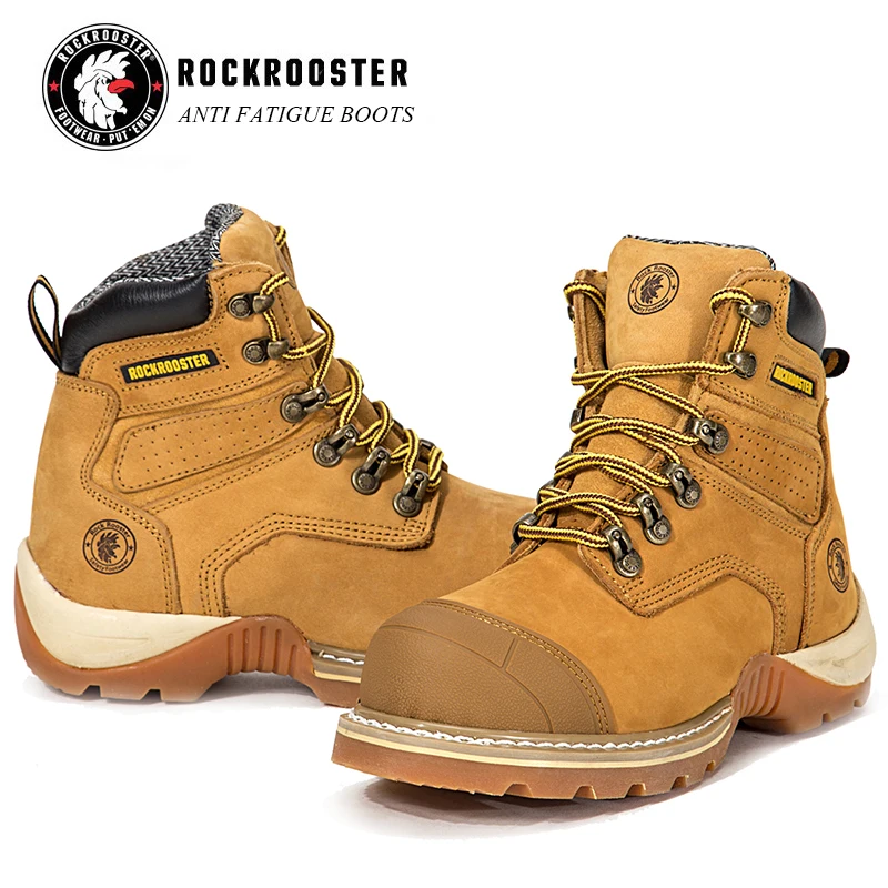 ROCKROOSTER Safty Boots Men Industrial Shoes Workwear Genuine Leather Shoes Safety Boots Goodyear Welt Safety Shoes Footwear