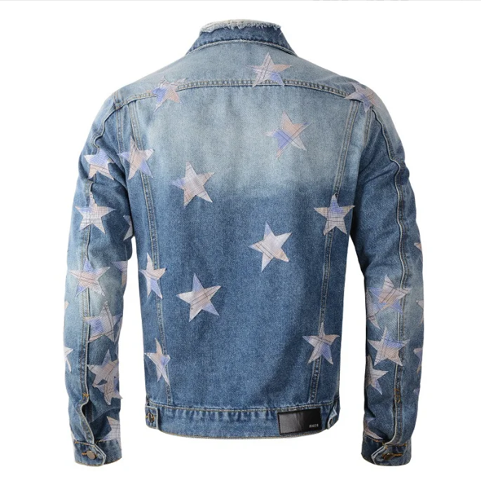 High Quality Custom Printed Cotton Denim Jackets for Men Autumn Oversized Casual Style with Embroidered down Material Wholesale