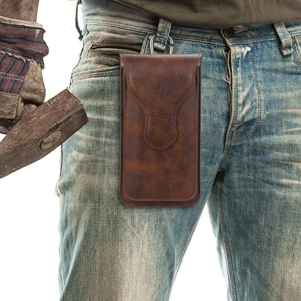 Custom Multi-purpose Leather Waist Pouches RFID Blocking Belt Clip Magnetic Cell Phone Holster Case