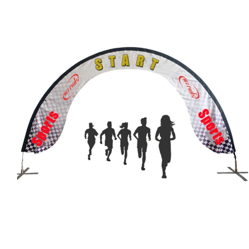 Weihai Wisezone top selling custom logo sports event advertising arch gate 4m 5m 6m digital print welcome gate flag banner