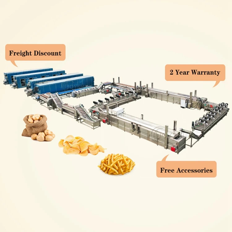 Full Auto 100kg 300kg 500kg 1000kg Frozen French Fries Making Machine French Fries Production Line
