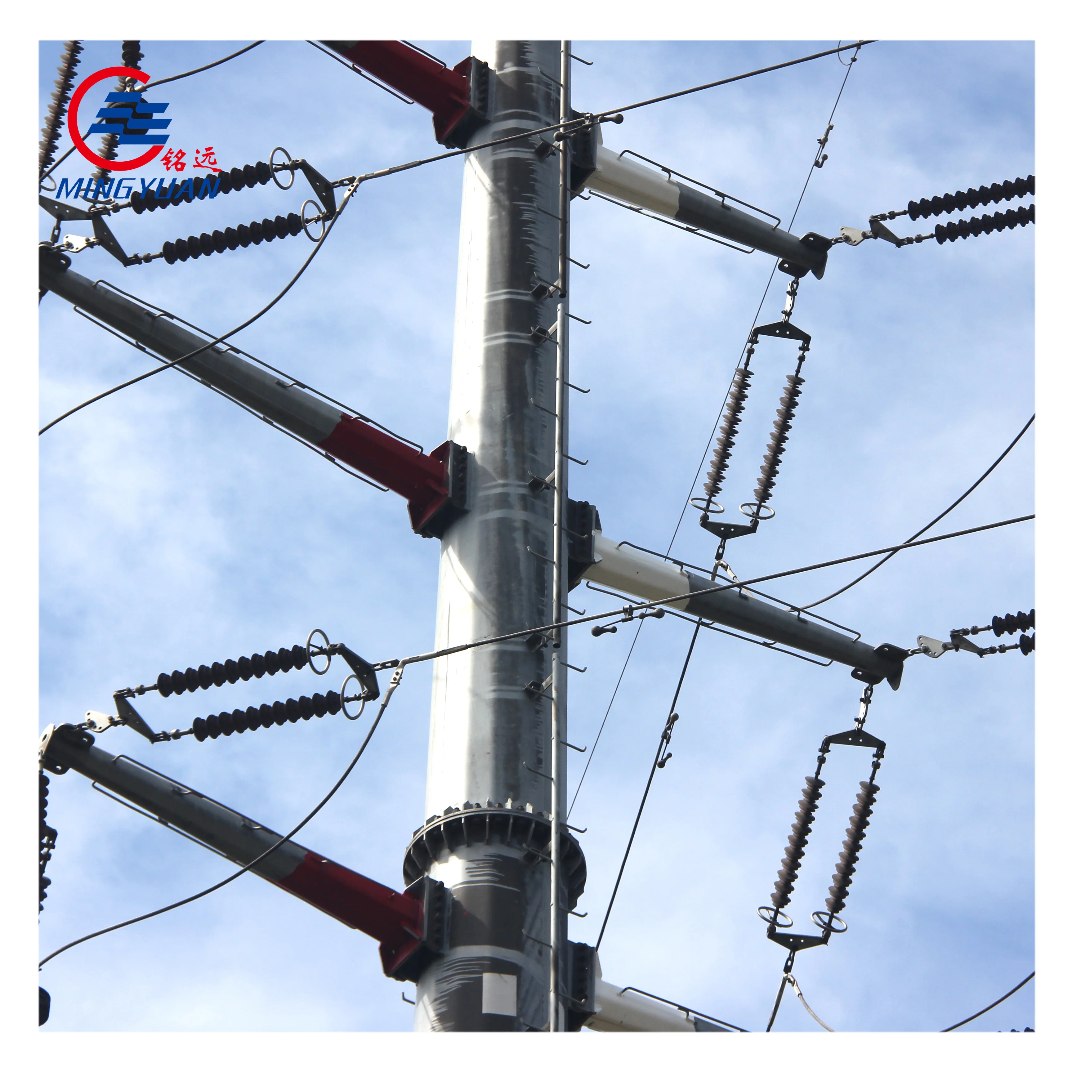 Hot dip galvanized Electric Power Pole with Flange Connection