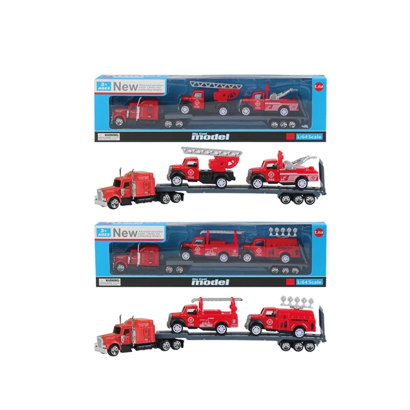 Kids Educational Toys Return Pull Back Cars Alloy Die-cast Car Toys Alloy American Trailer With Mini Alloy Sliding Cars